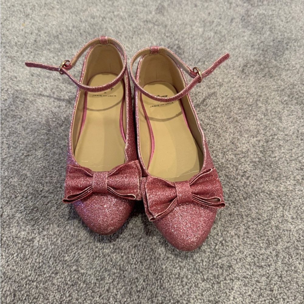 Janie and Jack pink glitter shoes size girls 13